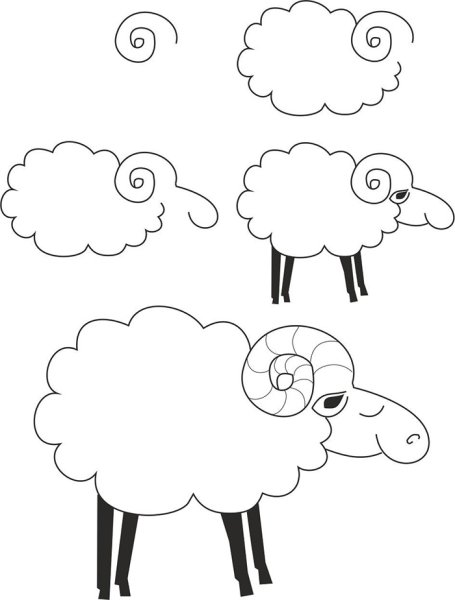 Овечка рисования для детей