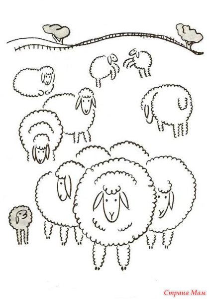Овечка рисунок для детей легкий