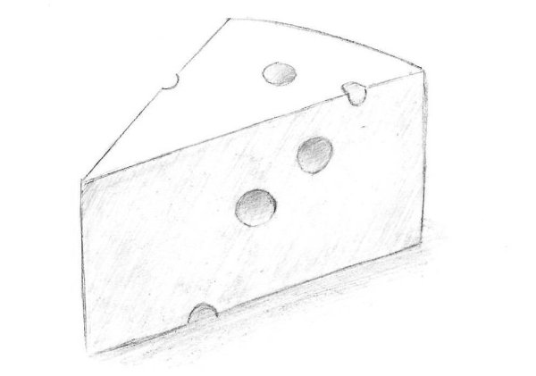 Рисунок сыра карандашом
