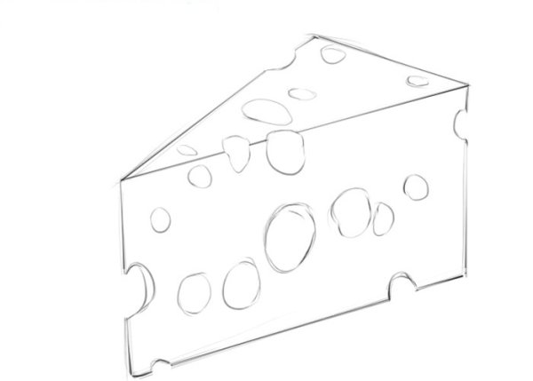 Кусок сыра карандашом