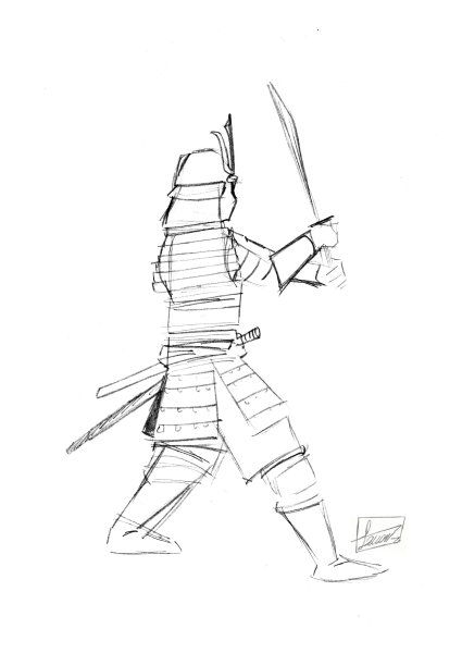 Пошаговое рисование самурая