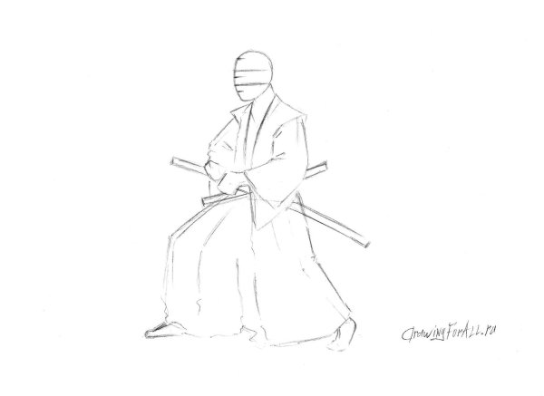 Рисунки карандашом Самурай пошагово