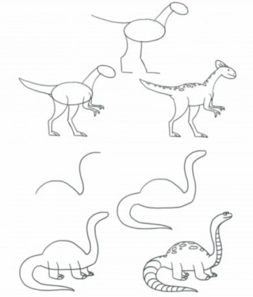 Динозавр пошаговое рисование