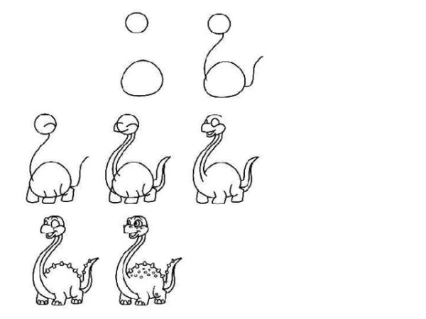 Рисунок динозавра легкий