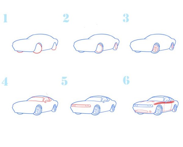 Поэтапное рисование авто