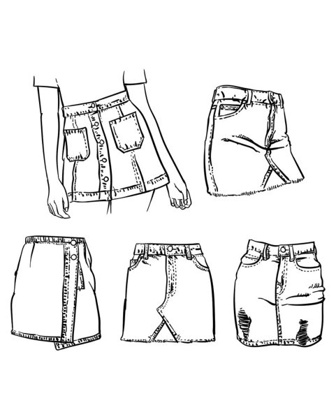 Эскиз джинсовой юбки