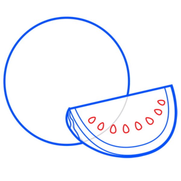 Пошаговое рисование арбуза