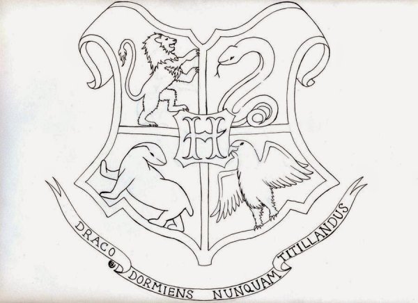 Раскраски Гарри Поттер герб Хогвартса