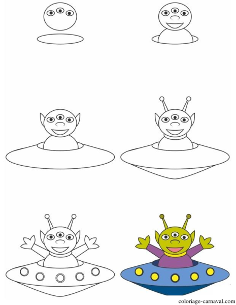 Инопланетянин рисование поэтапно для детей