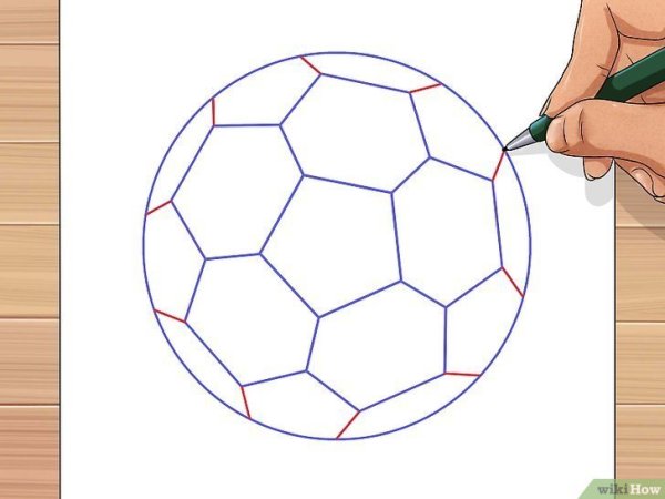 Поэтапное рисование футбольного мяча