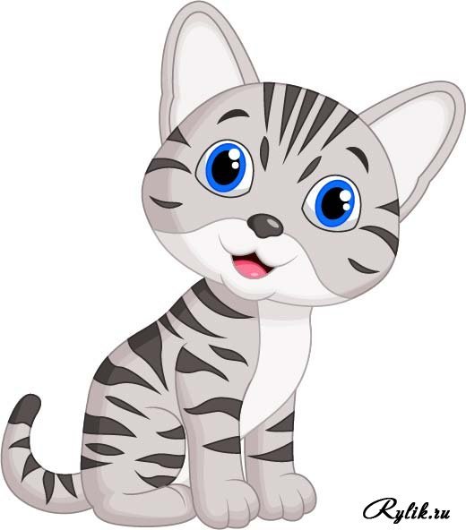 Мультяшный котенок на прозрачном фоне