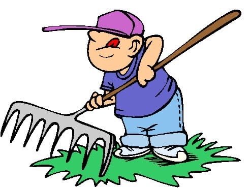 Мальчик с граблями