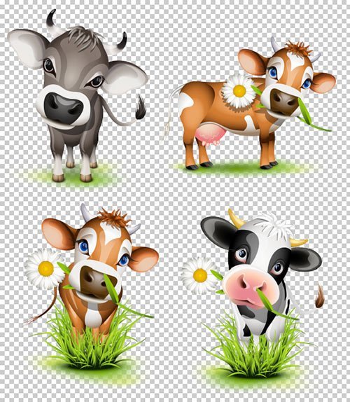 Мультяшные бычки и коровы