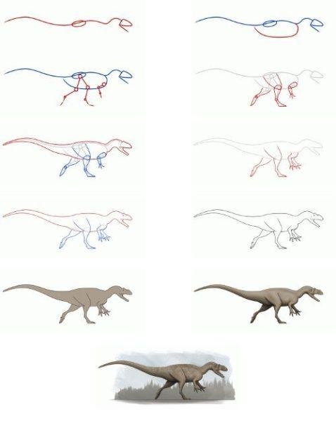 Уроки рисования динозавров