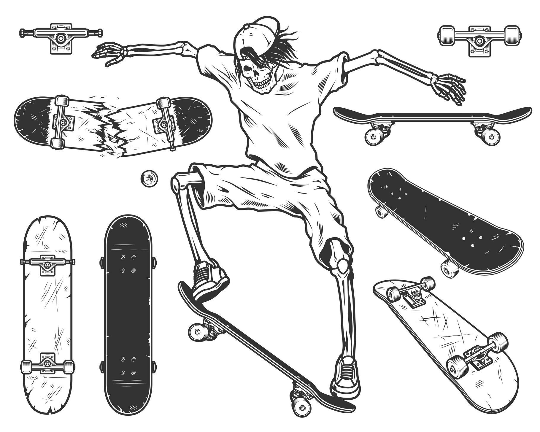 Позы для рисования на скейте