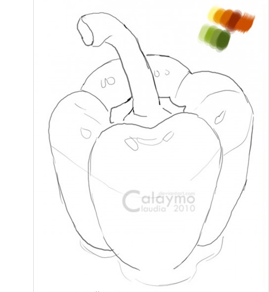 Нарисовать перец карандашом