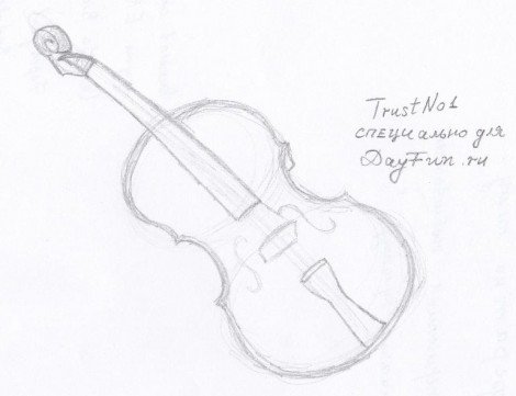 Скрипка рисунок карандашом для детей поэтапно
