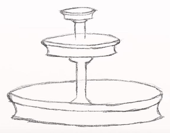 Поэтапное рисование фонтана