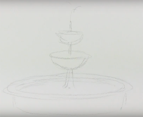 Поэтапное рисование фонтана