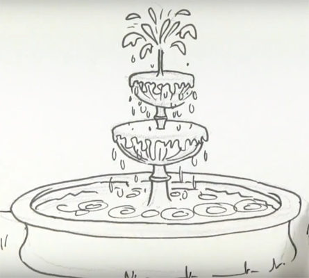 Фонтан карандашом