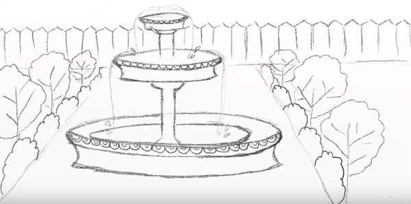 Эскиз фонтана в саду