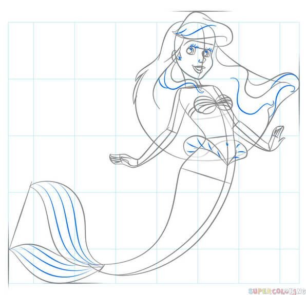 Рисунки для срисовки Ариель контур