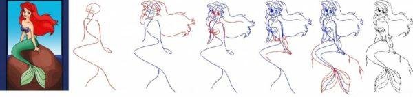 Пошаговый рисунок русалки