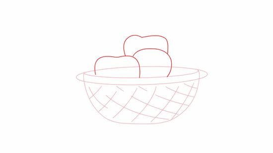 Натюрморт корзина с фруктами карандашом