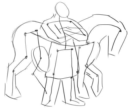 Поэтапный рисунок богатыря карандашом