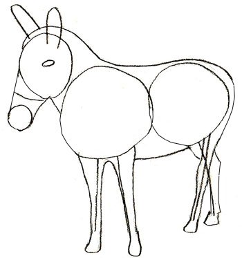 Поэтапное рисование ослика для детей