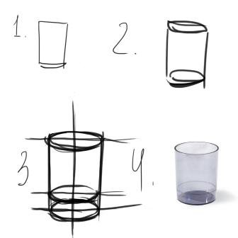 Поэтапное рисование стакана