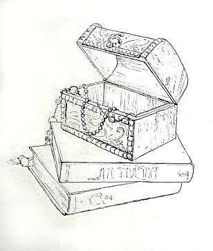 Рисунок сундука с узорами