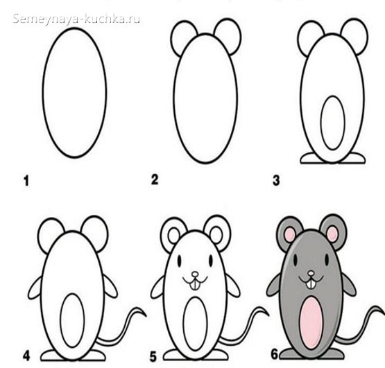Мышка рисование для детей
