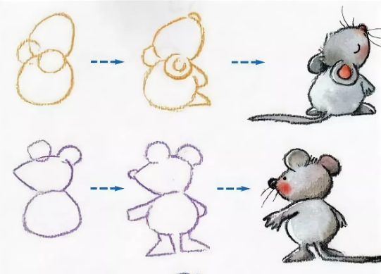 Мышка поэтапное рисование для детей