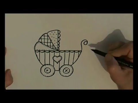 Поэтапное рисование коляски
