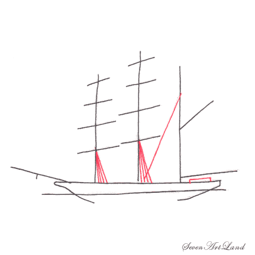 Рисунок парусник из параллельных линий