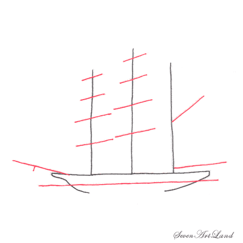Парусник карандашом для срисовки поэтапно