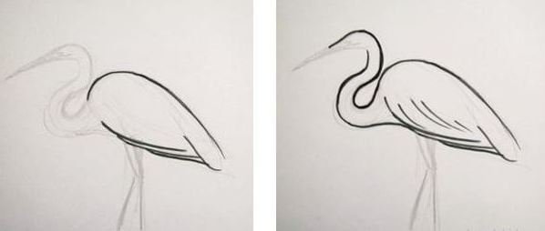 Нарисовать цаплю с длинной подогнутой ногой