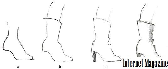 Этапы рисования ботинка