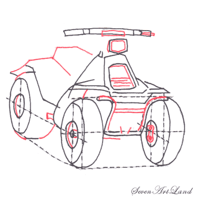 Рисунок квадроцикла поэтапно