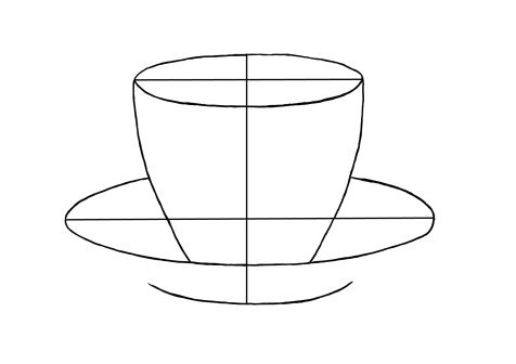 Поэтапное рисование чашки с блюдцем для детей
