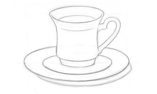 Рисование чашка с блюдцем