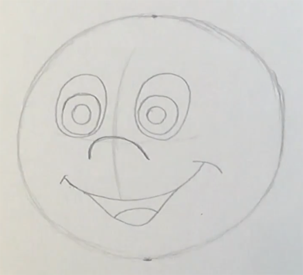 Поэтапное рисование колобка