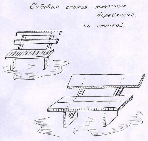Чертеж простой деревянной скамейки