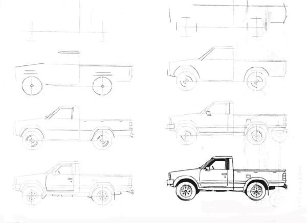 Пошаговый рисунок внедорожника