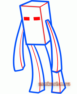 Рисовать поэтапно, ЭНДЕРМЕН из МАЙНКРАФТА.