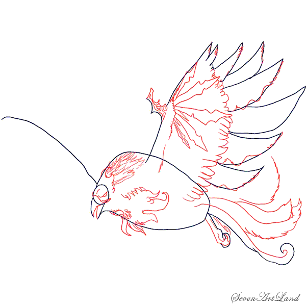 Феникс нарисовать карандашом поэтапно