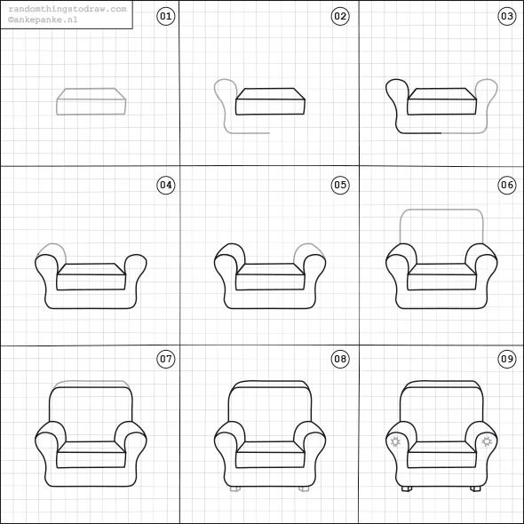 Схемы рисования мебели для дошкольников