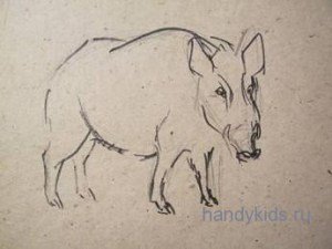 Кабан карандашом поэтапно