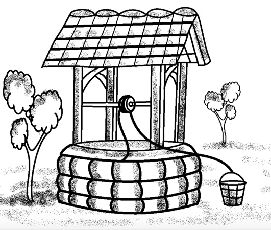 Колодец рисунок карандашом